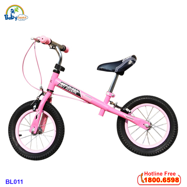 Xe chòi chân cho bé 2 bánh hơi tay phanh BL011H màu hồng