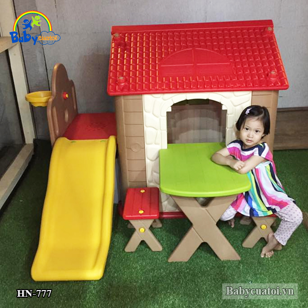 Nhà chơi cầu trượt kèm bàn ghế Hàn Quốc cho bé HN-777-1