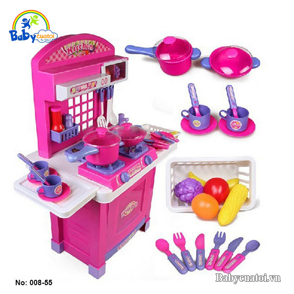 Đồ chơi nấu ăn cao cấp màu hồng 008-55