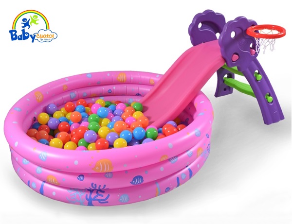 Cầu trượt cho bé có ném bóng rổ 130cm ZK035-2