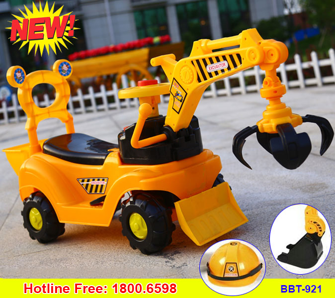 Xe chòi chân cho bé cần cẩu 2 gầu kèm mũ BBT-921B