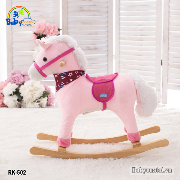 Bập bênh thú bông ngựa hồng nhập khẩu RK-502