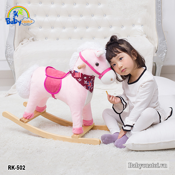 Bập bênh thú bông ngựa hồng nhập khẩu RK-502