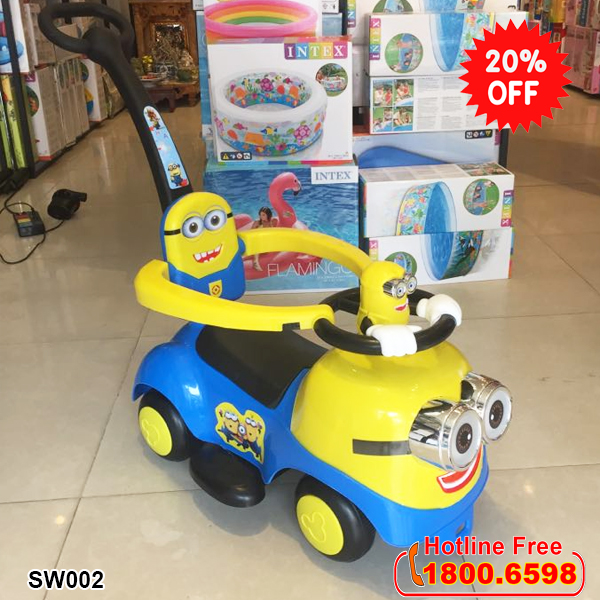 Xe chòi chân kết hợp xe đẩy Minion cao cấp SW002