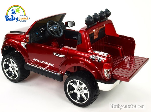 Ô tô điện trẻ emFORD RANGER bản quyền đỏ mận phun sơn FORD-DCC