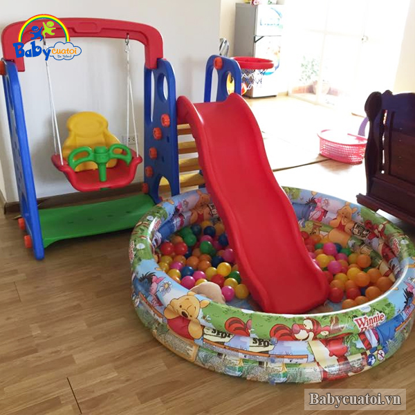 Cầu trượt cho bé có xích đu liên hoàn - KT007