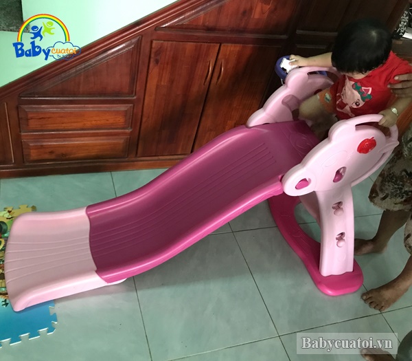 Cầu trượt máng dài 1,4m có nhạc và bóng rổ KXC-11-02