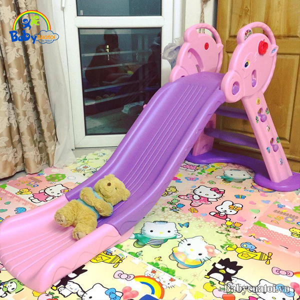 Cầu trượt máng dài 1,4m có nhạc và bóng rổ KXC-11-1