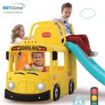 Bể bóng cầu trượt Hàn Quốc xe bus trường học 3 trong 1 Y1602