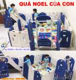 Bộ cầu trượt xích đu quây bóng gập gọn màu xanh BSL306