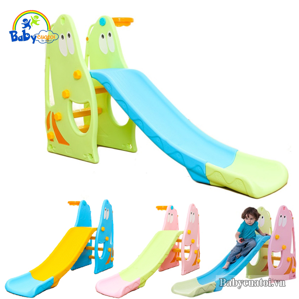Cầu trượt chú sâu Vsuch máng dài có bóng rổ KT008A