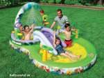 Bể bơi phao có cầu trượt, vòi phun mưa INTEX 57451- Gấu Pooth