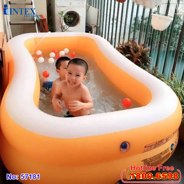 Bể bơi phao hình chữ nhật 2m29 màu cam INTEX 57181