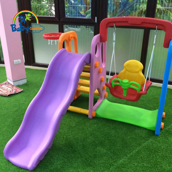 Cầu trượt xích đu KT007 hồng máng tím KT007-HT