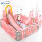 Bể bóng kèm cầu trượt xích đu BBT Global màu hồng BSL303