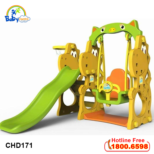 Cầu trượt xích đu Khủng Long Hàn Quốc 4 trong 1 CHD171