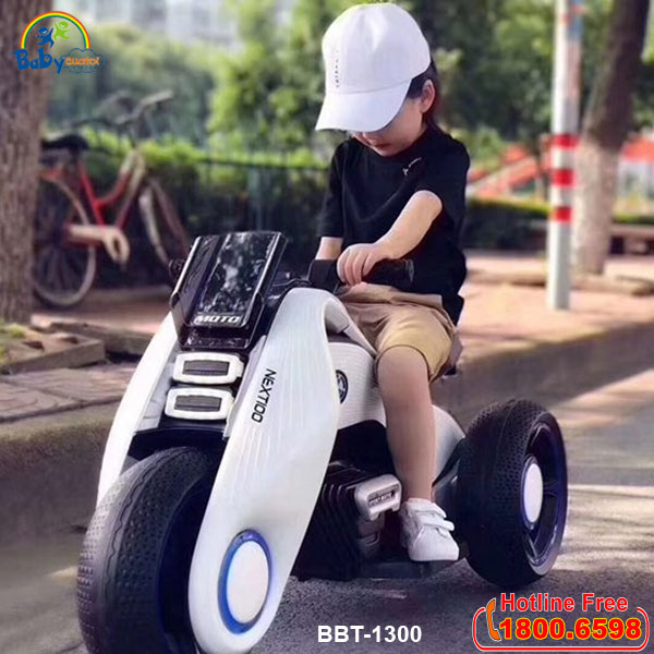 Xe máy điện trẻ em thể thao BBT-1300 màu trắng