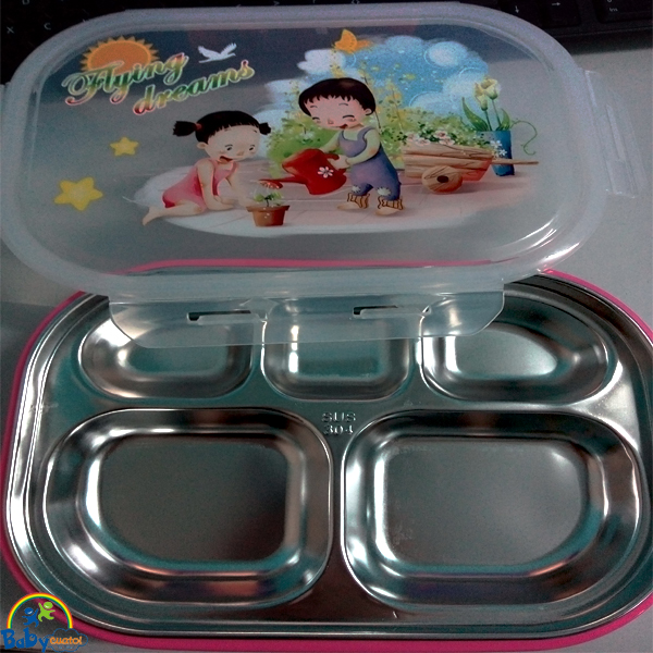 Khay đựng cơm trẻ em thật inox 304 đáng yêu 4006-2