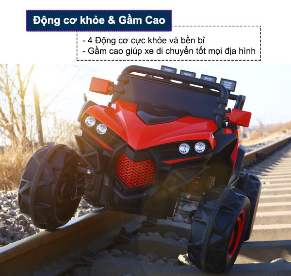 Xe điện cho bé địa hình 4 động cơ màu đỏ BBT-3388D