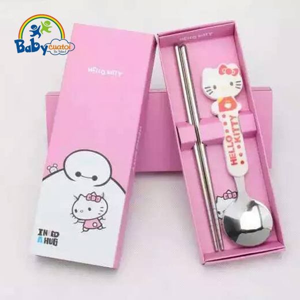 Bộ thìa đũa trẻ em inox 304 Hello Kitty 4001-3