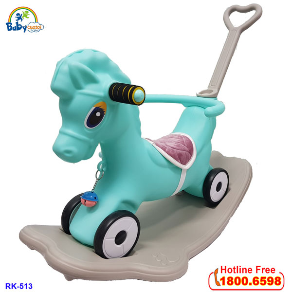 Ngựa chòi chân kết hợp bập bênh và xe đẩy có nhạc RK-513