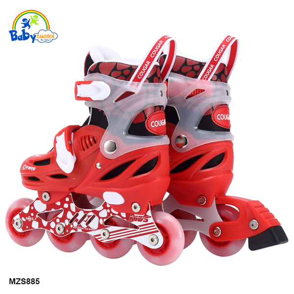 Bộ giầy trượt kèm mũ, bảo vệ tay chân patin Cougar 4 bánh phát sáng MZS885
