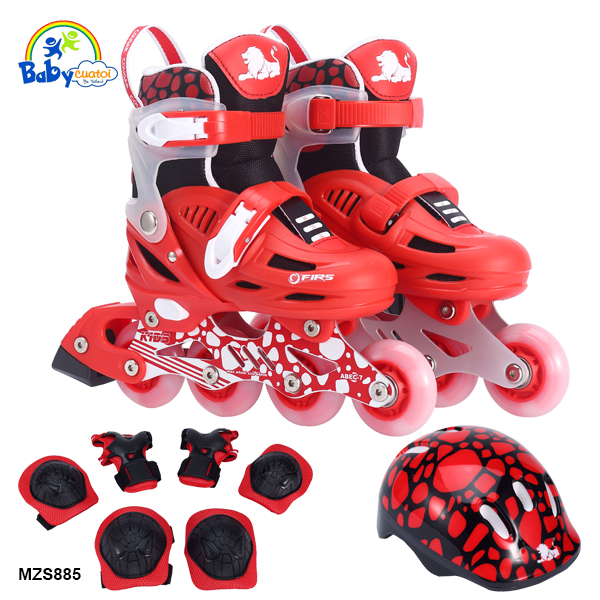Bộ giầy trượt kèm mũ, bảo vệ tay chân patin Cougar 4 bánh phát sáng MZS885