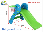 Cầu trượt cho bé cỡ nhỏ có ném bóng rổ KT148-X - Xanh