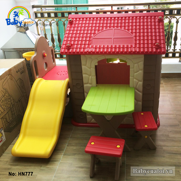 Nhà chơi cầu trượt kèm bàn ghế Hàn Quốc cho bé HN777