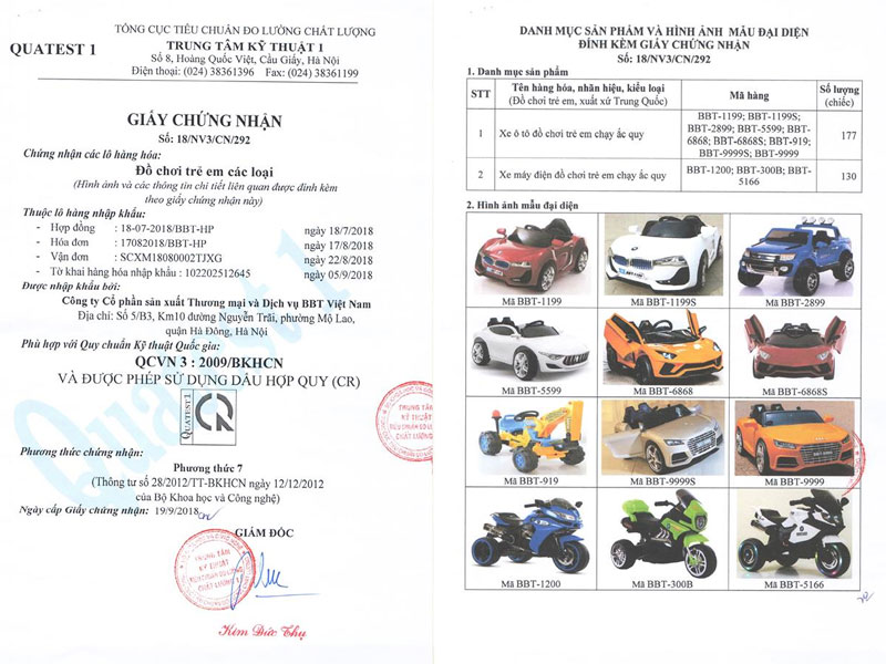 giấy chứng nhận chất lượng