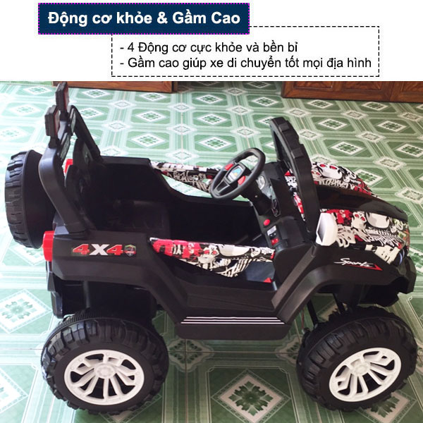 Xe Ô tô điện trẻ em địa hình 4 động cơ màu trắng BBT-3399T