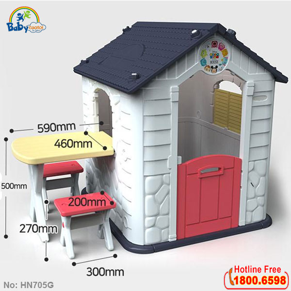 Nhà nhựa Hàn Quốc kèm kèm bàn ghế mầu ghi xám AN705G