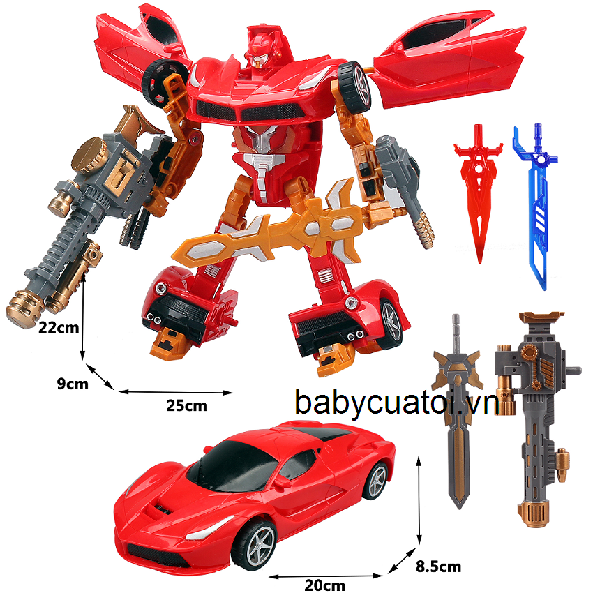 đồ chơi rô bốt biến thành ô tô L015-3 đỏ