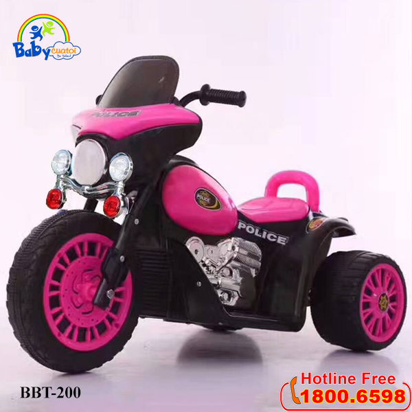 Xe máy điện cảnh sát cho bé màu hồng BBT-200H