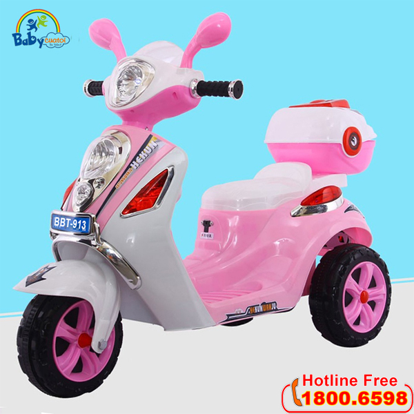 Xe máy điện trẻ em Vespa mẫu mới màu hồng BBT-913H