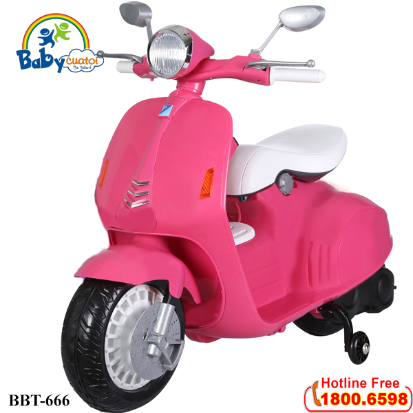 Xe máy điện Vespa trẻ em cao cấp BBT-666 màu hồng