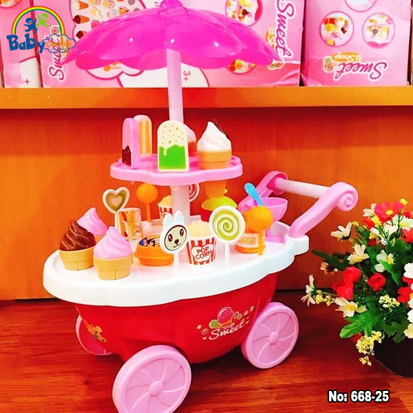 Bộ đồ chơi quầy bán kem và bánh ngọt di động 668-25