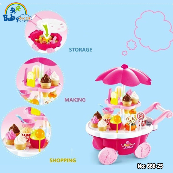 Bộ đồ chơi quầy bán kem và bánh ngọt di động 668-25