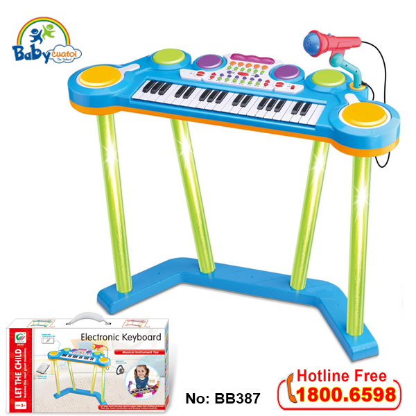 Bộ đàn Organ và trống điện tử đứng chơi xanh BB387X