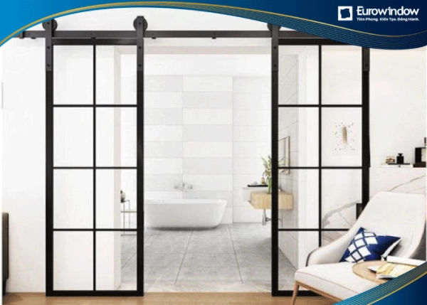 Cửa nhôm nhà vệ sinh xếp trượt 2 cánh