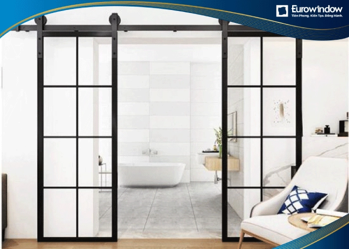Cửa nhôm nhà vệ sinh xếp trượt 2 cánh