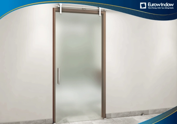   Cửa nhôm nhà vệ sinh 1 cánh xếp trượt màu nâu 
