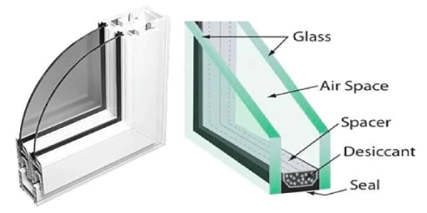 Cấu tạo hai lớp kính của cửa nhôm