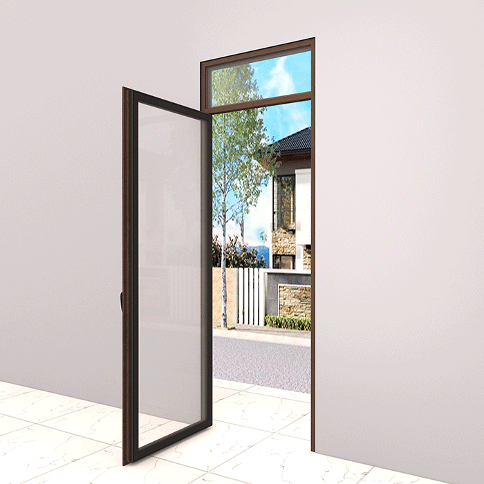 Cửa đi nhôm 1 cánh quay trong lắp tại vị trí cửa chính