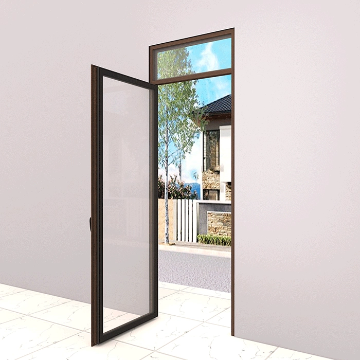 Cửa đi nhôm 1 cánh quay trong lắp tại vị trí cửa chính