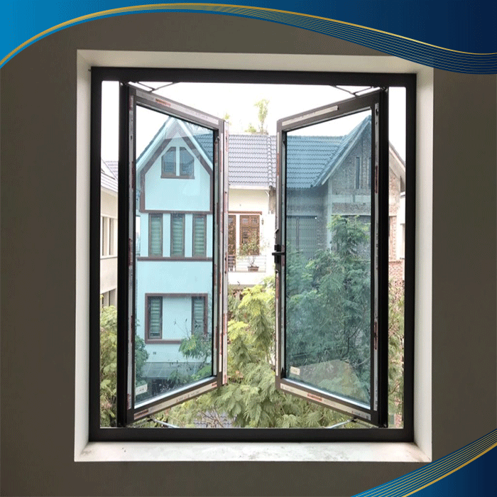Cửa sổ nhựa lõi thép phòng ngủ 2 cánh mở quay