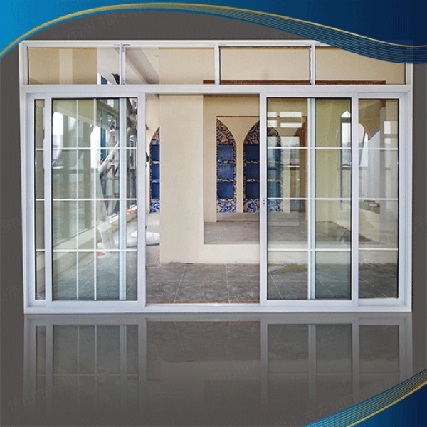Cửa đi nhựa lõi thép màu trắng 4 cánh mở trượt sang trọng