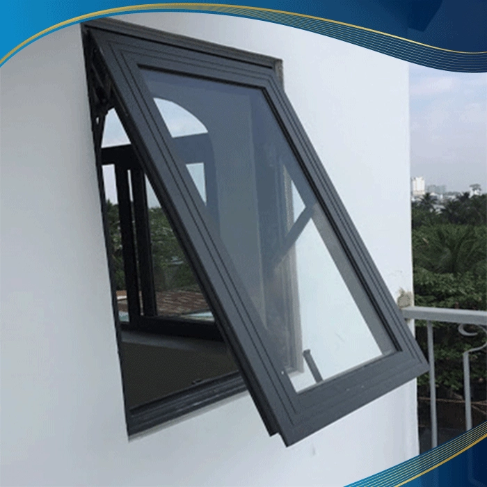 Cửa sổ nhôm màu đen 1 cánh mở hất