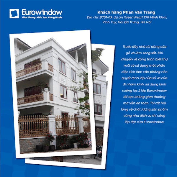 Cửa nhôm Eurowindow tạo được không gian thoáng đãng, rộng rãi cho văn phòng làm việc của anh Văn Trang.