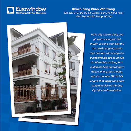 Cửa nhôm Eurowindow tạo được không gian thoáng đãng, rộng rãi cho văn phòng làm việc của anh Văn Trang.